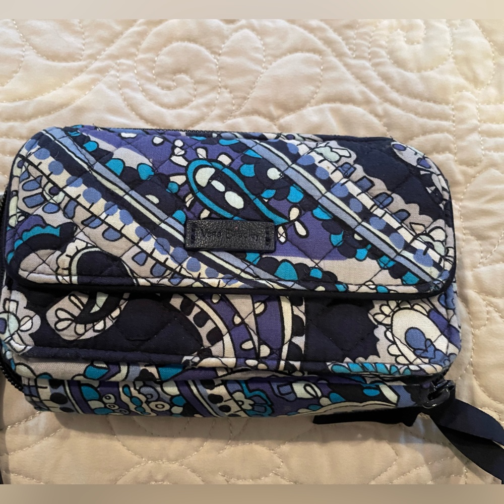 Vera Bradley All In One Crossbody Wallet/Bag-Deep Night Paisley